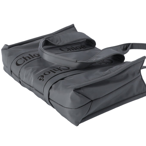 Chloe Woody Medium Tote Bag Tote Bag Gray Polyester