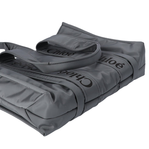 Chloe Woody Medium Tote Bag Tote Bag Gray Polyester