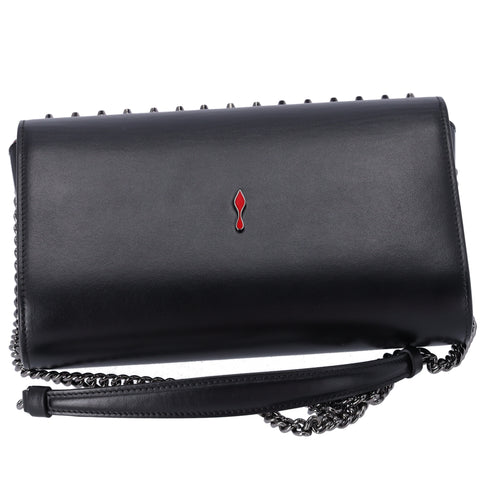 Christian Louboutin Paloma Clutch Crossbody Black Red Leather Studded