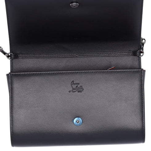 Christian Louboutin Paloma Clutch Crossbody Black Red Leather Studded