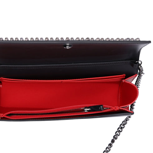 Christian Louboutin Paloma Clutch Crossbody Black Red Leather Studded