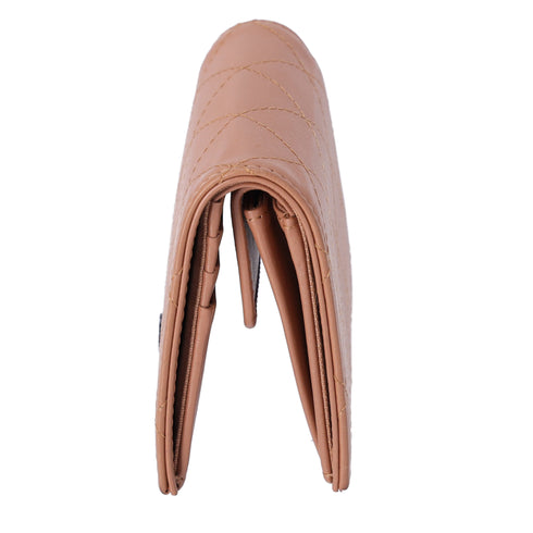 CHANEL Matelasse Bifold Wallet Light Brown Leather