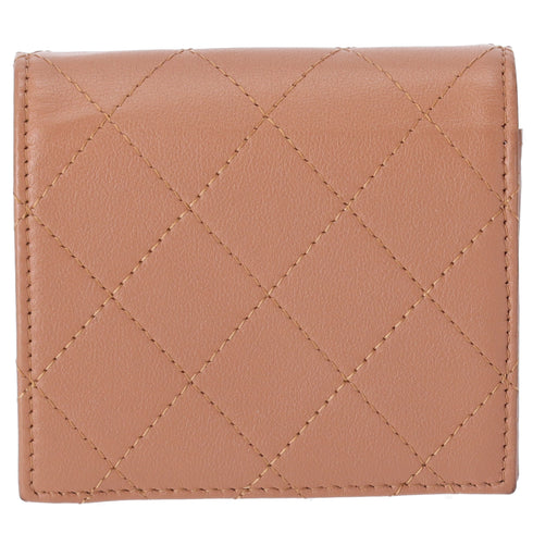 CHANEL Matelasse Bifold Wallet Light Brown Leather