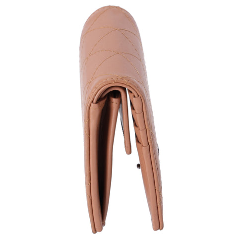 CHANEL Matelasse Bifold Wallet Light Brown Leather