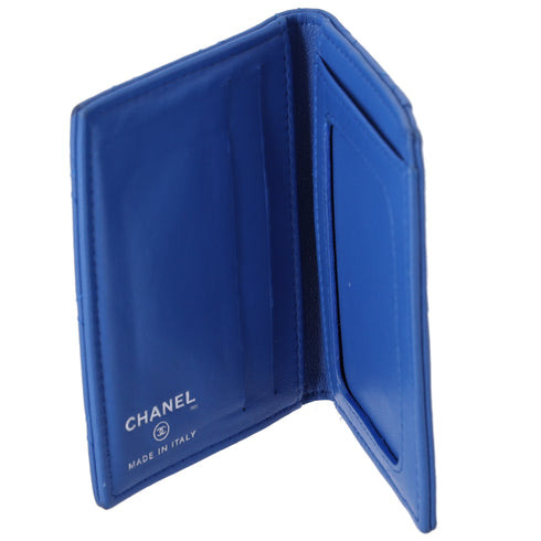 CHANEL Matelasse Card ID Wallet Blue Lambskin