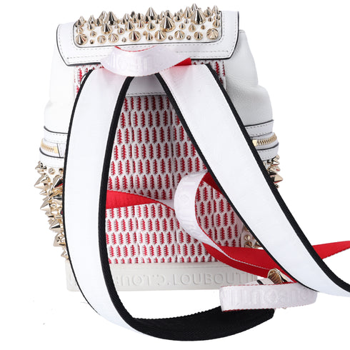 Christian Louboutin Explorafunk Small Backpack White Calfskin Gold Spikes