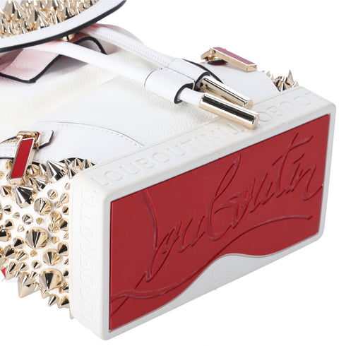 Christian Louboutin Explorafunk Small Backpack White Calfskin Gold Spikes