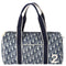 Christian Dior Trotter Boston Bag Light gray Navy Blue PVC Patent Leather