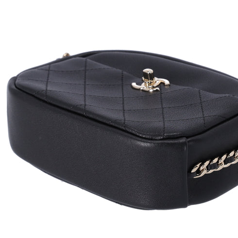 Chanel Quilted Lambskin Small Casual Trip Camera Bag Crossbody Black