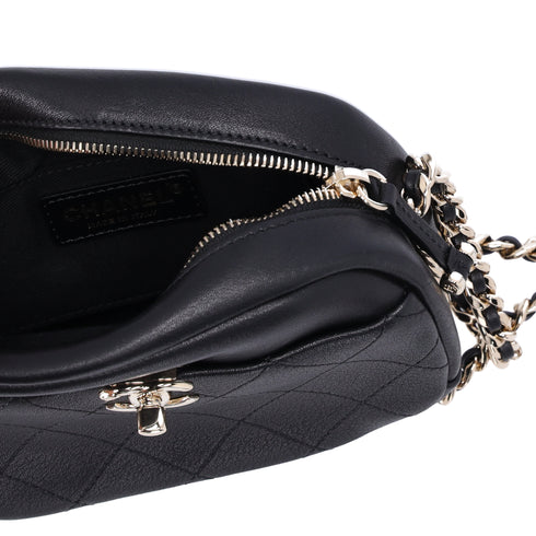 Chanel Quilted Lambskin Small Casual Trip Camera Bag Crossbody Black