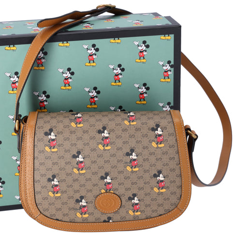 GUCCI x Disney GG Supreme Shoulder Bag 602694 Khaki Brown Multi