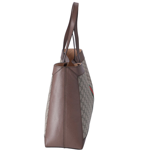 GUCCI Ophidia Tote Bag 547947 Beige Brown Multi PVC Leather + Pouch