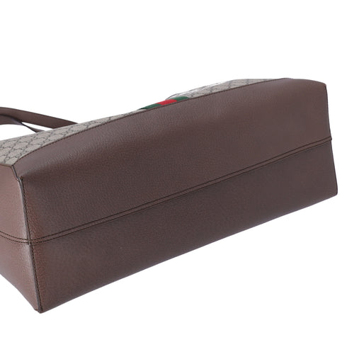 GUCCI Ophidia Tote Bag 547947 Beige Brown Multi PVC Leather + Pouch