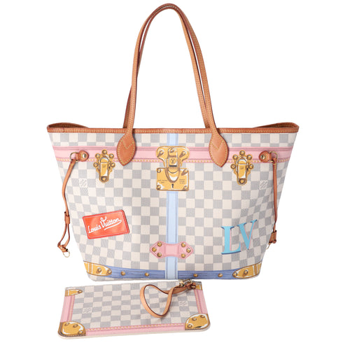 Louis Vuitton Neverfull MM Tote Multicolor Damier Azur N41065 Summer Truck