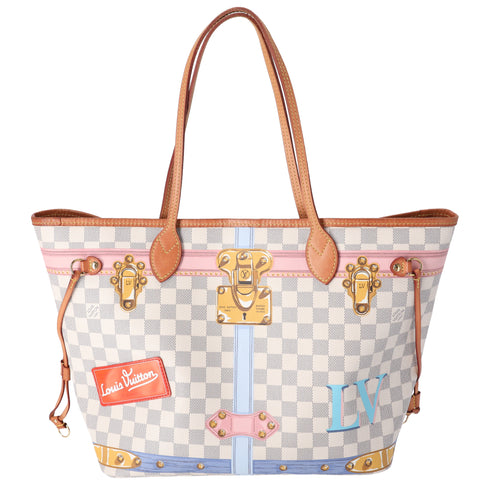 Louis Vuitton Neverfull MM Tote Multicolor Damier Azur N41065 Summer Truck
