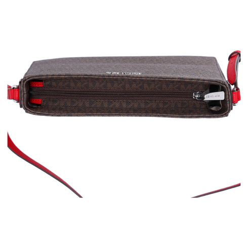 Michael Kors Jet Set Travel Large Messenger Bag Crossbody Brown MK Bright Red