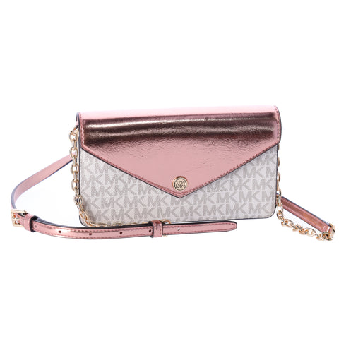Michael Kors Jet Set Travel Small Signature Clutch Crossbody Vanilla Primrose