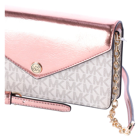 Michael Kors Jet Set Travel Small Signature Clutch Crossbody Vanilla Primrose