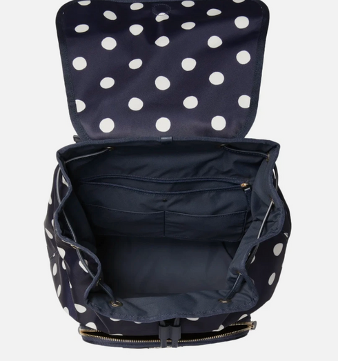 Kate Spade Little Better Sam Nylon Medium Drawstring Backpack Rich Navy Dot