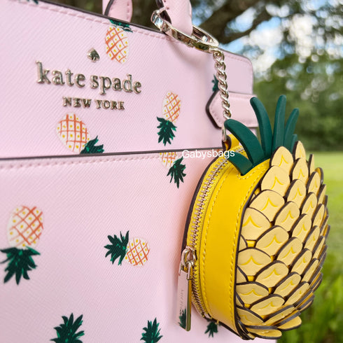 Kate Spade Colada Pineapple Novelty Coin Purse Wallet Keychain Limited Edition