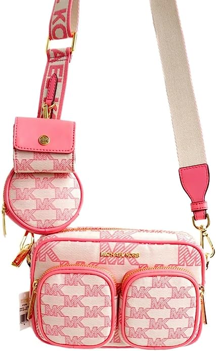 Michael Kors Jet Set Medium Crossbody Bag Tech Accessories Attached Tea  Rose: Handbags