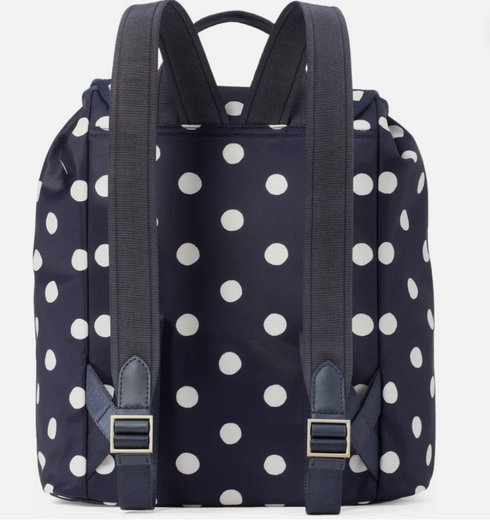 Kate Spade Little Better Sam Nylon Medium Drawstring Backpack Rich Navy Dot