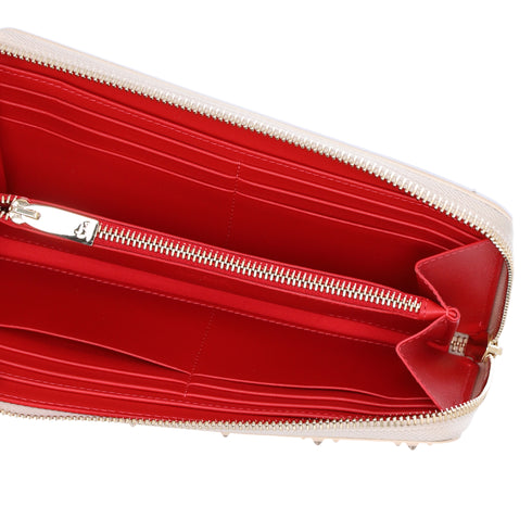 Christian Louboutin Panettone Studded Zip Around Wallet Beige 3175224 Leather