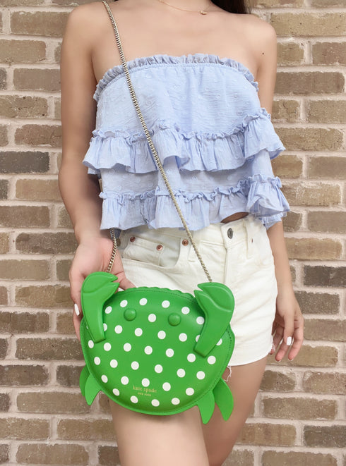 Kate Spade Shelly Crab Novelty Crossbody Green White Polka Dots