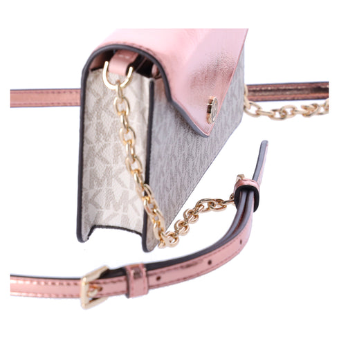 Michael Kors Jet Set Travel Small Signature Clutch Crossbody Vanilla Primrose