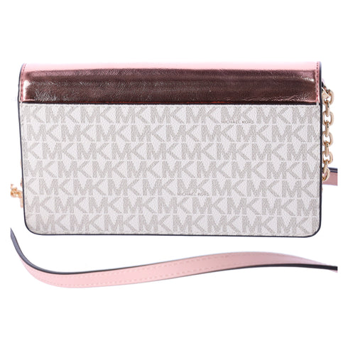 Michael Kors Jet Set Travel Small Signature Clutch Crossbody Vanilla Primrose