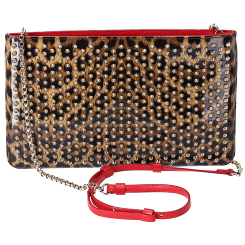 Christian Louboutin Loubiposh Shoulder Bag Light Brown Brown PVC Leopard Christian Louboutin Handbags
