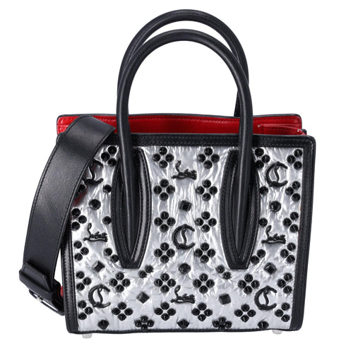 Christian Louboutin Paloma S Mini Handbag Black Silver Red Leather Nylon Christian Louboutin Handbags
