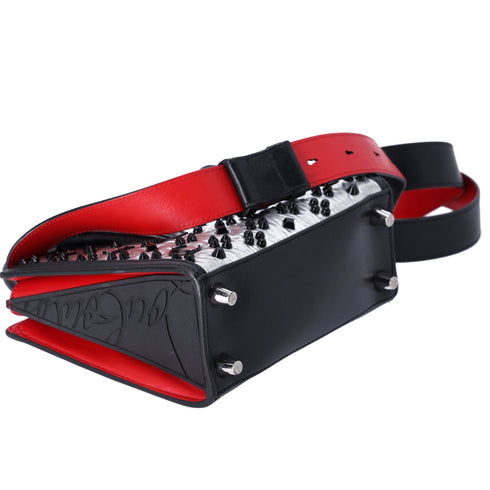 Christian Louboutin Paloma S Mini Handbag Black Silver Red Leather Nylon Christian Louboutin Handbags