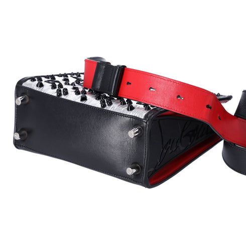 Christian Louboutin Paloma S Mini Handbag Black Silver Red Leather Nylon Christian Louboutin Handbags