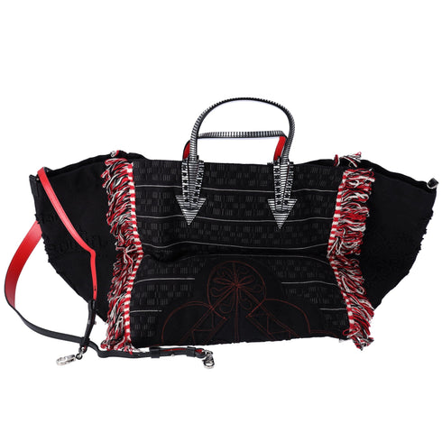 Christian Louboutin Portugaba Tote Bag 3195183 Black Red Multi Canvas Leather Christian Louboutin Handbags