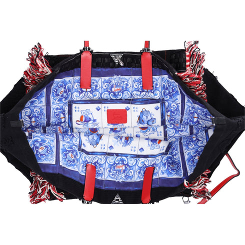 Christian Louboutin Portugaba Tote Bag 3195183 Black Red Multi Canvas Leather Christian Louboutin Handbags