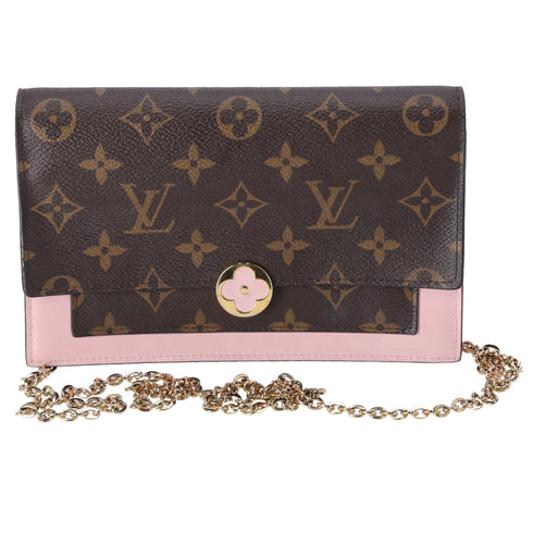 Louis Vuitton Monogram Flore Chain Wallet Crossbody Rose Ballerine Pink