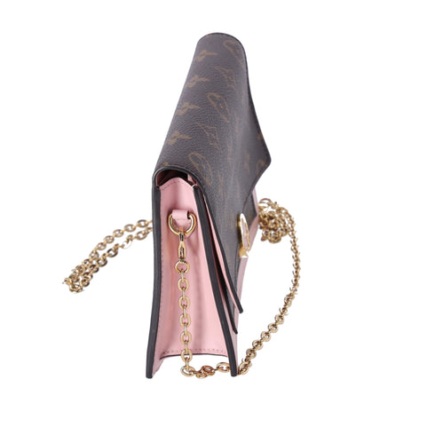 Louis Vuitton Monogram Flore Chain Wallet Crossbody Rose Ballerine Pink