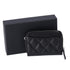 CHANEL Quilted Zip Card Wallet Caviar Leather Black
