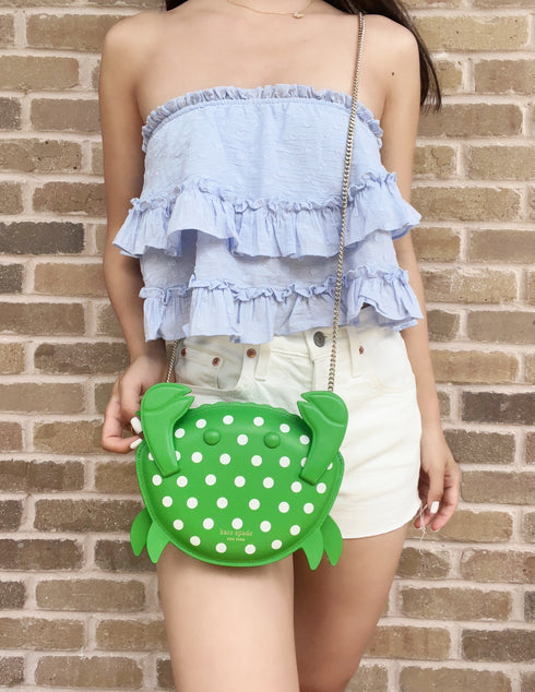 Kate Spade Shelly Crab Novelty Crossbody Green White Polka Dots