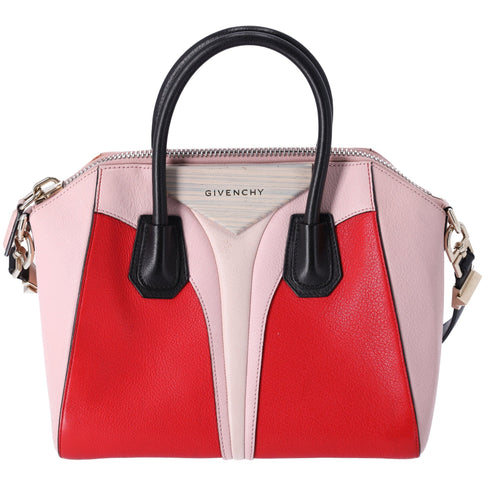 GIVENCHY Antigona Small Satchel Sugar Goatskin Tri-Color Red Pink Black GIVENCHY Handbags