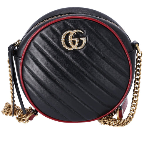 Gucci Mini Torchon GG Marmont Round Crossbody Bag Black GUCCI Handbags