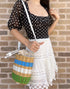 Kate Spade Buoy Wicker Medium Bucket Shoulder Crossbody Drawstring Bag Multi kate spade Handbags & Purses