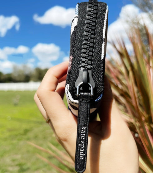 Kate Spade Jae Bold Bloom Continental Zip Around Wallet Black Floral Canvas kate spade Wallets