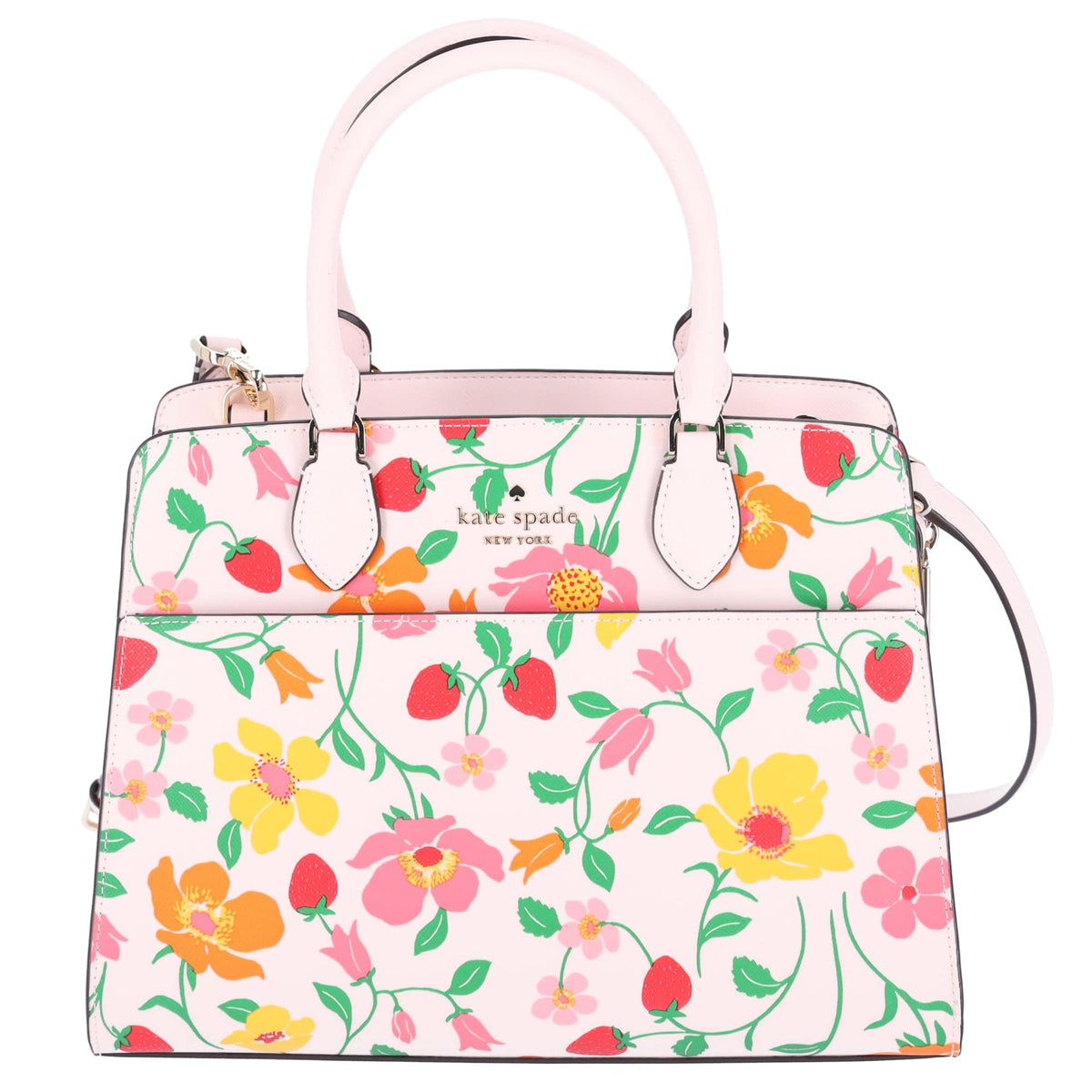 Kate Spade Madison Medium Top Zip Satchel Pink Multi Strawberry Garden Floral