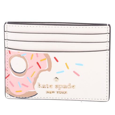 Kate Spade New York Coffee Break Donut Small Slim Card Holder In Cream Multi kate spade Wallets
