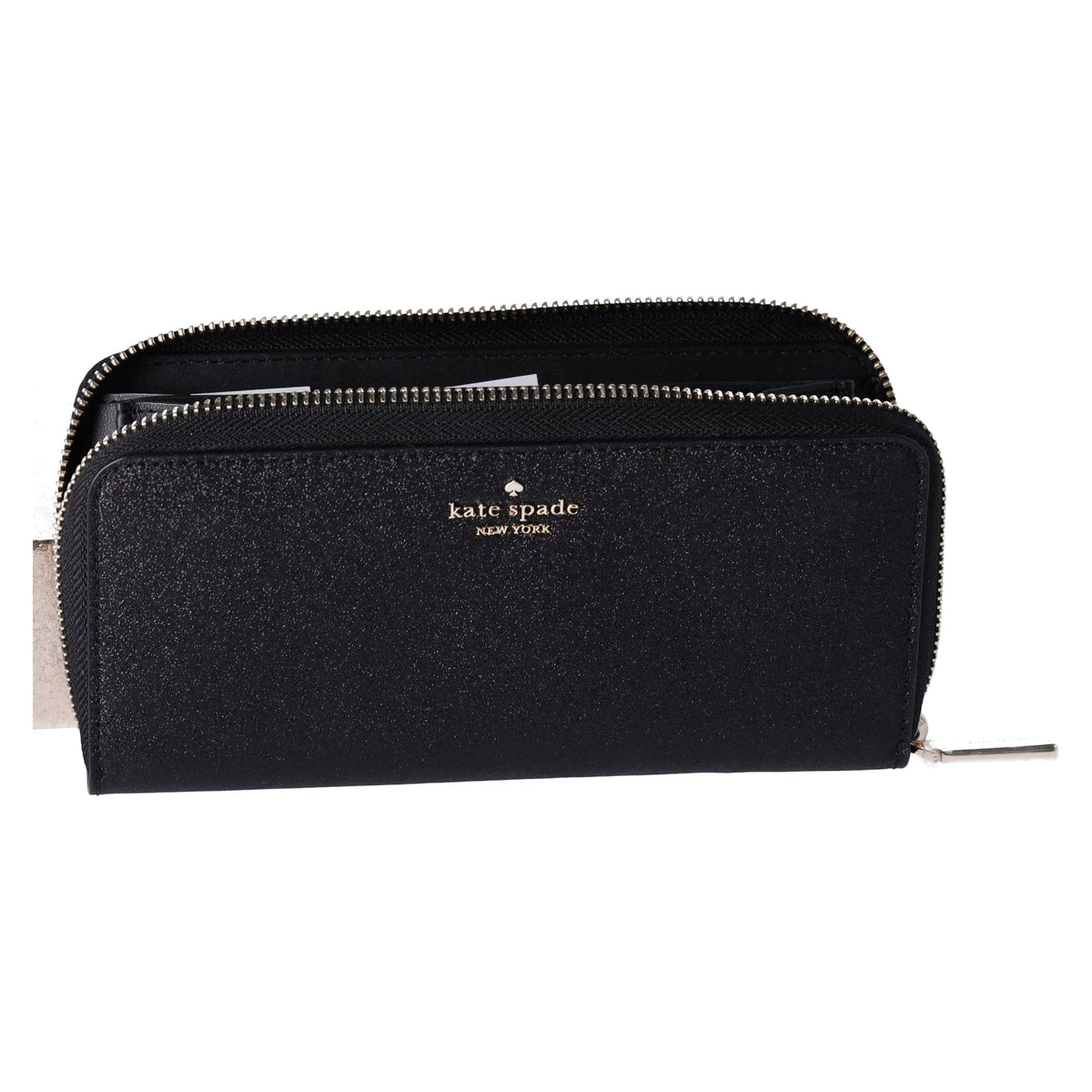 Kate Spade Shimmy Tinsel Glitter Boxed Large Continental Wallet Black