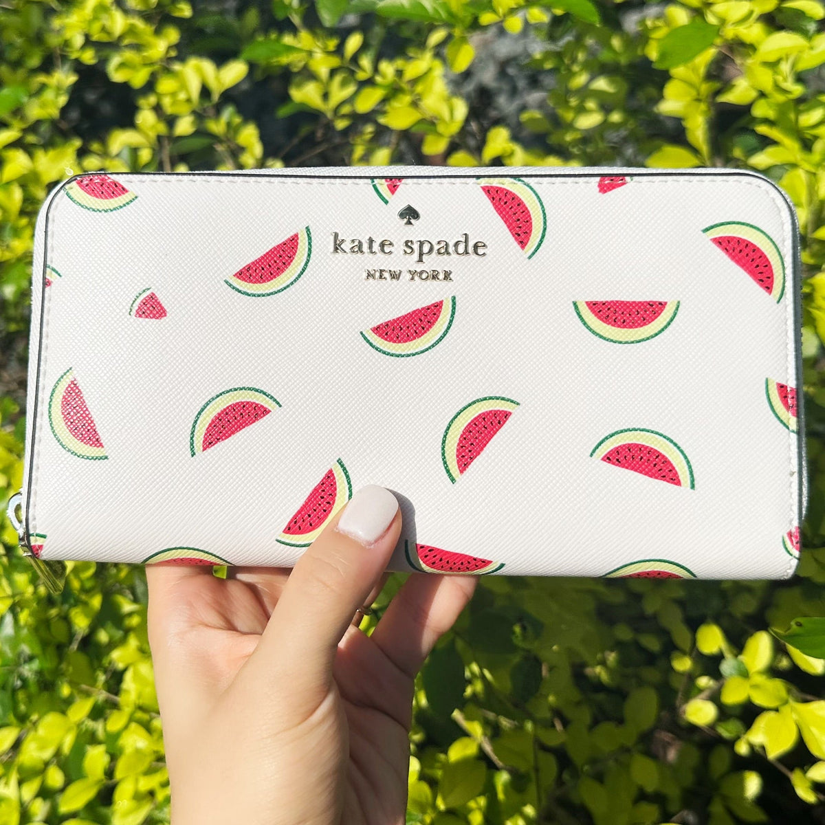 Kate Spade Staci Watermelon Party Large Continental Zip Around Wallet Cream