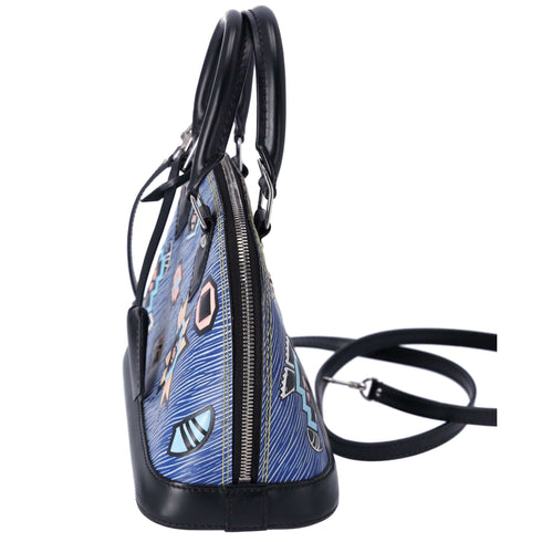 Louis Vuitton Blue Denim Aztec Epi Leather Alma BB Small Dome Bag Crossbody Louis Vuitton Handbags