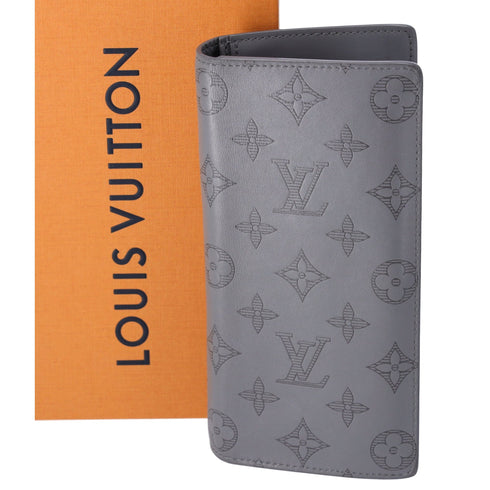 Louis Vuitton Gray Monogram Shadow Portefeuille Brazza M81335 Long Wallet Louis Vuitton Wallets